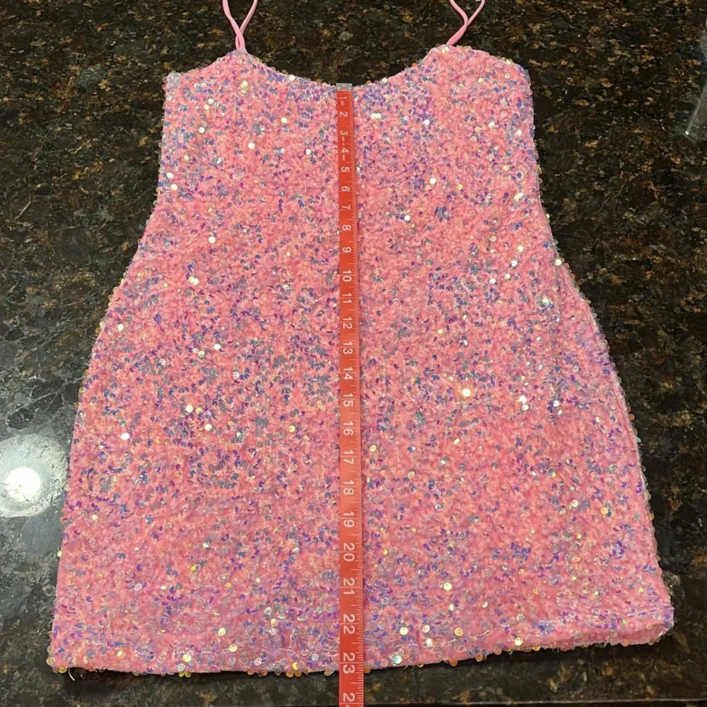 NWOT Lucy in the Sky bodycon sequin mini dress with adjustable straps in Medium - Picture 4 of 8